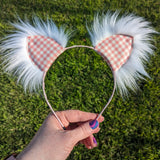 Pink Gingham Kittycorn Ears
