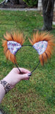 Vintage Velvet Fall Flowers Faux Fur Kittycorn Ears