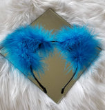 Electric Blue Multi Fluff Kittycorn Ears