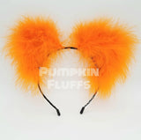 Neon Orange Pumpkin Fluff Kittycorn Ears