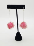 Sparkle Pom Pom Chain Drop Earrings