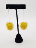 Sparkle Pom Pom Chain Drop Earrings