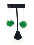Sparkle Pom Pom Chain Drop Earrings