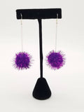 Sparkle Pom Pom Chain Drop Earrings
