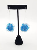 Sparkle Pom Pom Chain Drop Earrings