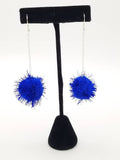 Sparkle Pom Pom Chain Drop Earrings