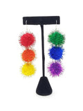 Sparkle Rainbow Queen Cascade Pom Pom Earrings