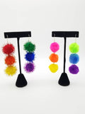 Sparkle Rainbow Queen Cascade Pom Pom Earrings