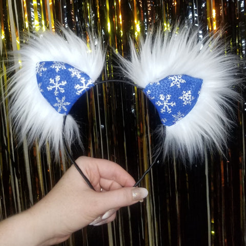 Snowflake Vegan Leather Kittycorn Ears (More Options Available)
