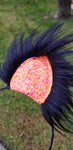 Sparkle Orange-Black Faux Fur Kittycorn Ears