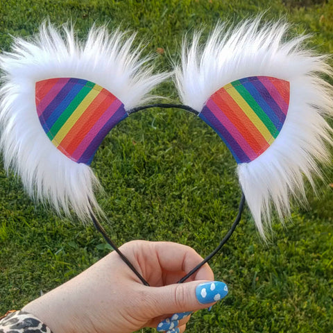 Rainbow Pride Flag Kittycorn Ears