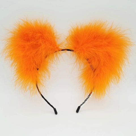 Neon Orange Pumpkin Fluff Kittycorn Ears