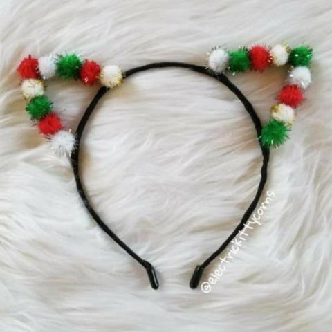 Meowy Christmas Sparkle Pom-Pom Kittycorn Ears