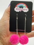 Neon Pom Pom Chain Drop Earrings