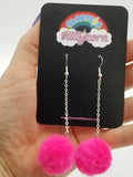 Neon Pom Pom Chain Drop Earrings